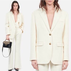 $1,000 MSRP NWT THE KOOPLES full suit cream/gold button tweed wool sz38 (6US/M)